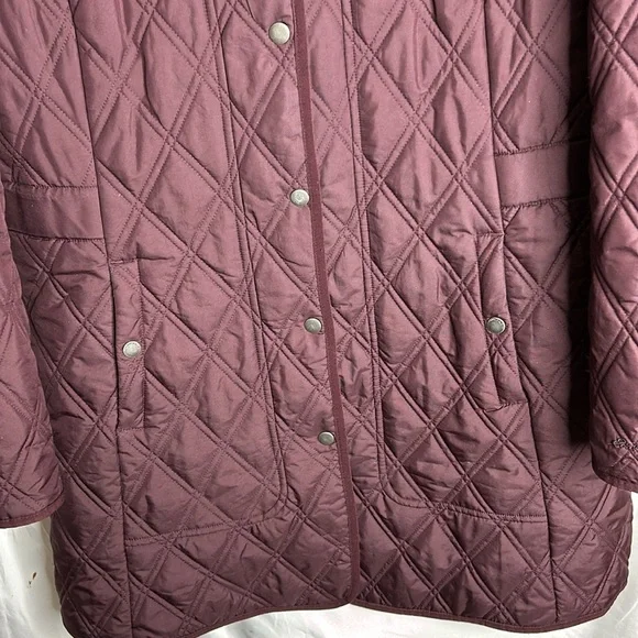 Eddie Bauer Quilted Jacket Coat Full Zip Insulated Pockets size large burgundy - Picture 5 of 15